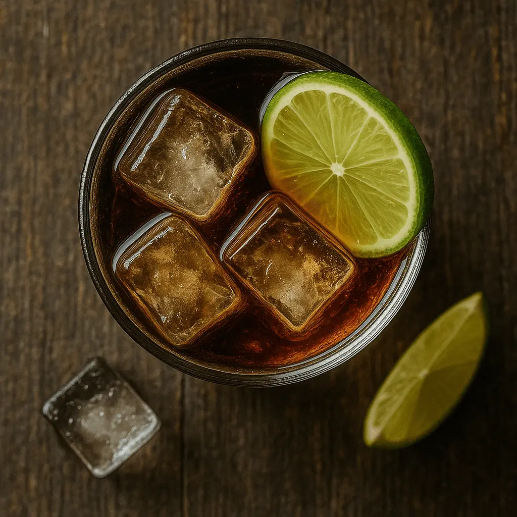 Dark 'N' Stormy rum cocktail van boven