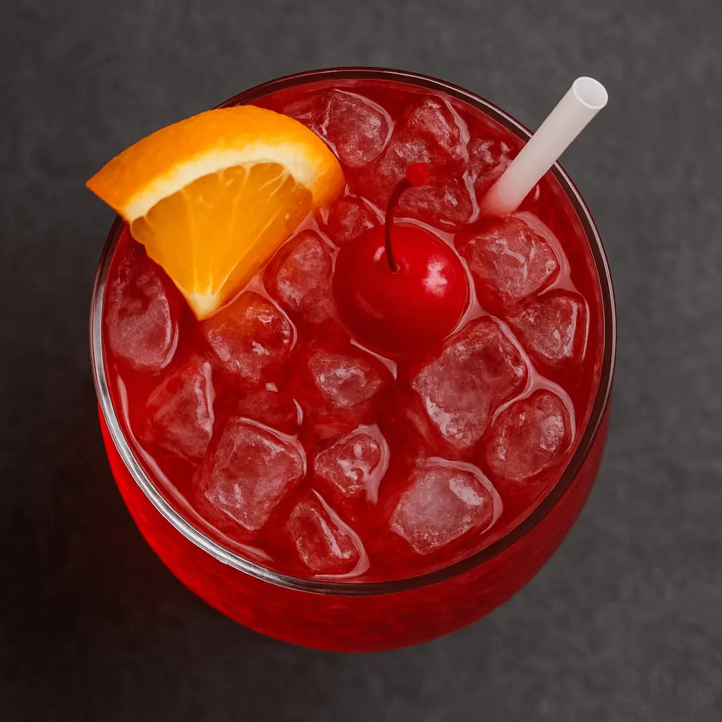 Hurricane rumcocktail van bovenaf
